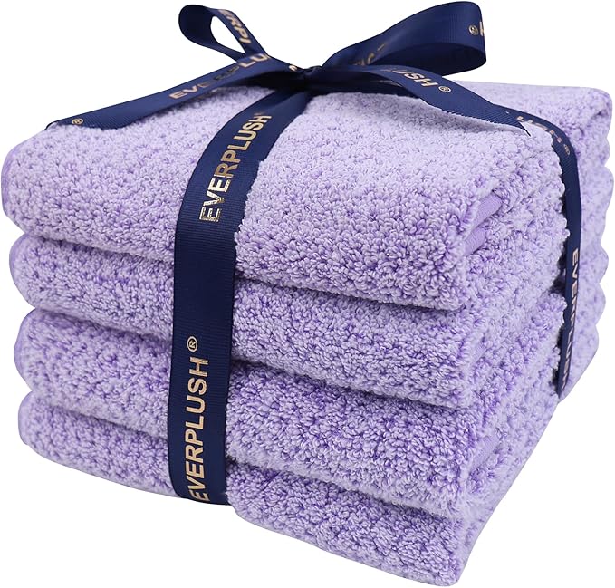 Everplush 4-Piece Premium Hand Towel Sets: Super-Soft, Highly Absorbent & Quick Drying Bathroom Towels – Versatile for Hotel, Bathroom, Shower, Spa, 16x30 Inches (Lavender, 16" x 30")