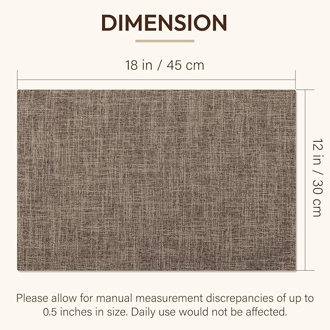 Blue Forest Placemats Set of 4, Dual-Layered Thickened Faux Linen Cloth Place Mats Heat Resistant Machine Washable Wrinkle Free Table Mats Indoor/Outdoor (Burlap)