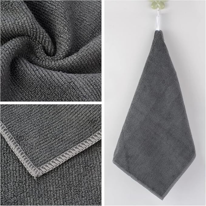 KinHwa Kitchen Washcloths for Dishes Absorbent Microfiber Dish Cloths Quick Dry Dish Rags with Poly Scour Scrub Side Ideal for Kitchen Cleaning (Gray, 8inchx8inch 20pack)