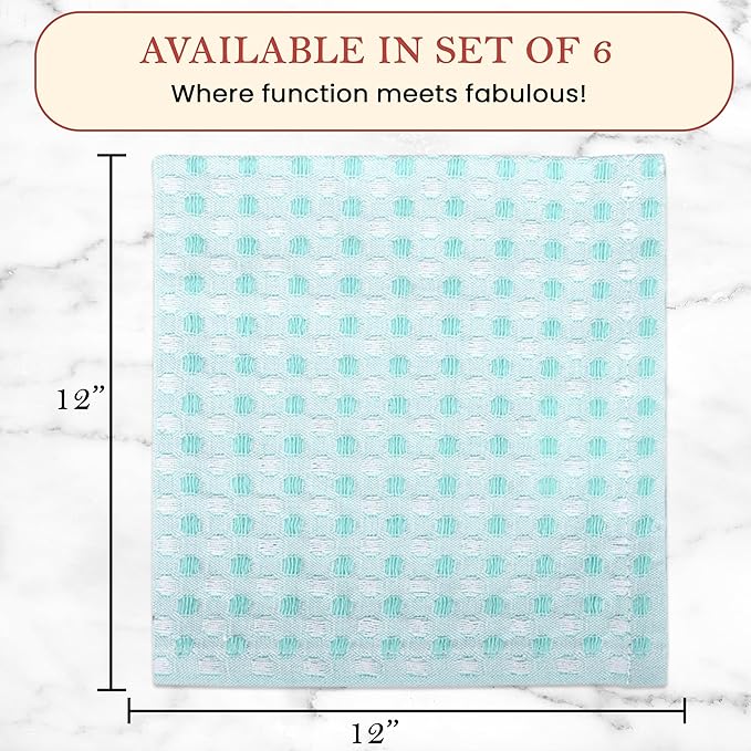 Vintage Vista 100% Cotton Dish Cloths (Pack of 6) - Dish Rags for Washing Dishes - Reusable & Highly Absorbent Kitchen Towels - Kitchen Rags fo Easter - (12" x 12" - Lemon Green Honeycomb)