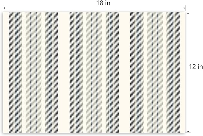 Set of 4 Striped Prints Placemats, 12 x 18 Inch Rectangle Table Mats, Linen Fabric Placemat for Indoor & Outdoor Kitchen Dining Home Decor -01
