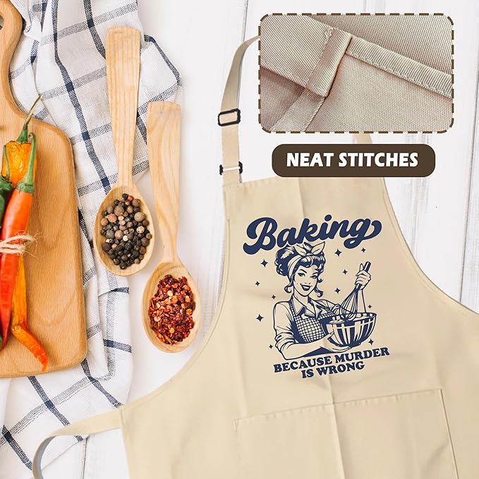 Funny Aprons for Women - Baking Gift for Women, Mothers Day Christmas Birthday Gifts, Perfect for Cooking, Bartending