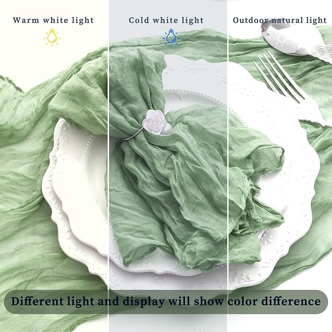 60 Pack Sage Green Cheesecloth Napkins Washable 21x21 Inches Sage Green Cloth Napkins Set of 60 Dinner Table Napkins for Wedding Bridal Baby Shower Rustic Boho Cotton Gauze Summer Party Table Decor