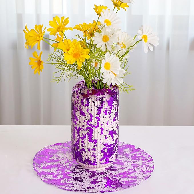 Snowkingdom 2 Pieces Purple Table Runner, Sequin Glitter Foil Metallic Thin Mesh Runners Roll 11"x108" for Romantic Wedding Bridal Shower Birthday Anniversary, Purple Party Table Decorations