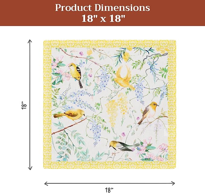 Maison d' Hermine Cloth Napkins Set of 4 100% Cotton Everyday Reusable Square Napkins Cloth Washable Dinner Party Wedding Restaurant Gifts for Mothers Day Spring/Summer (Sitelle, 18" x 18")