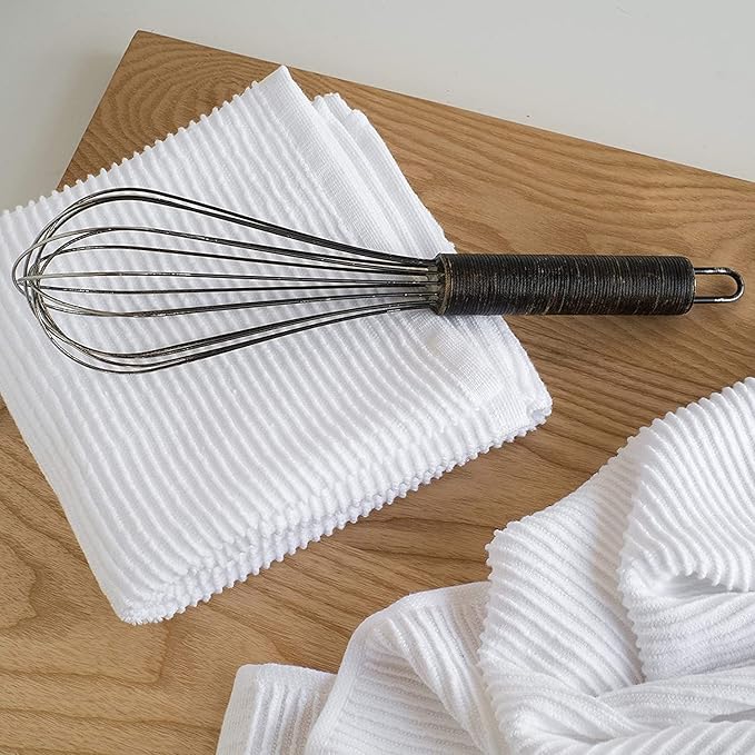 Now Designs Ripple Cotton Dish Towels White 18 x 28in, Set of 2