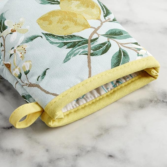 Martha Stewart Lemon Whimsy Mini Oven Mitt 2-Pack Set, Yellow, 5.5"X8"