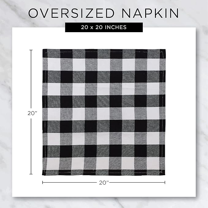 DII Buffalo Check Collection, Classic Farmhouse Cloth Napkin Set, 20x20, Antique Green, 6 Piece