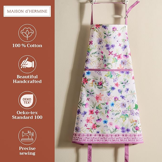 Maison d' Hermine 100% Cotton Apron for women with Pocket Kitchen Chef Apron for Men Cooking Mothers Day Gifts