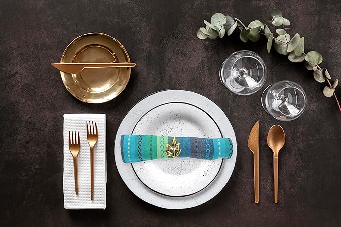 ACCENTHOME 100% Cotton Salsa Stripe Napkin Set of 12 18x18 inch Blue/Teal Multicolour Dinner Napkins - Washable Soft Premium Hotel Quality Napkins Perfect Table Linen for Family Dinners Weddings