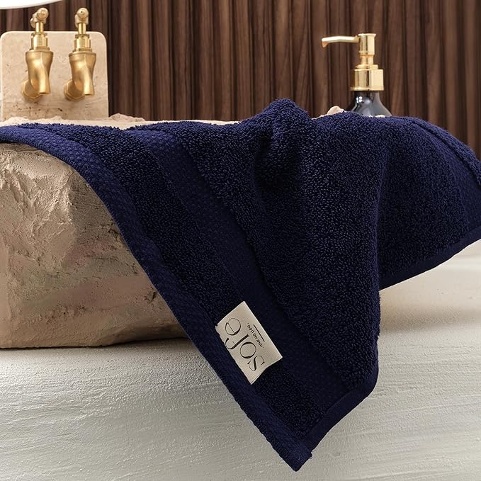 SOFE H&L | Olea Luxury Turkish Cotton Bath Towel Set of 1 : 1 Jumbo Bath Towel - Navy | Premium, Soft, Durable, Absorbent | XL Bath Towels Oversized