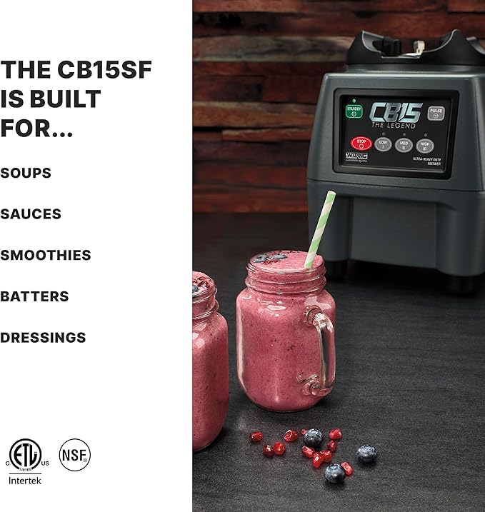 Waring Commercial Heavy Duty Blender, 3.75 HP Motor with 1-Gallon Stainless Steel Jar & Spigot, for Smoothies Soups Sauces Restaurants, CB15SF