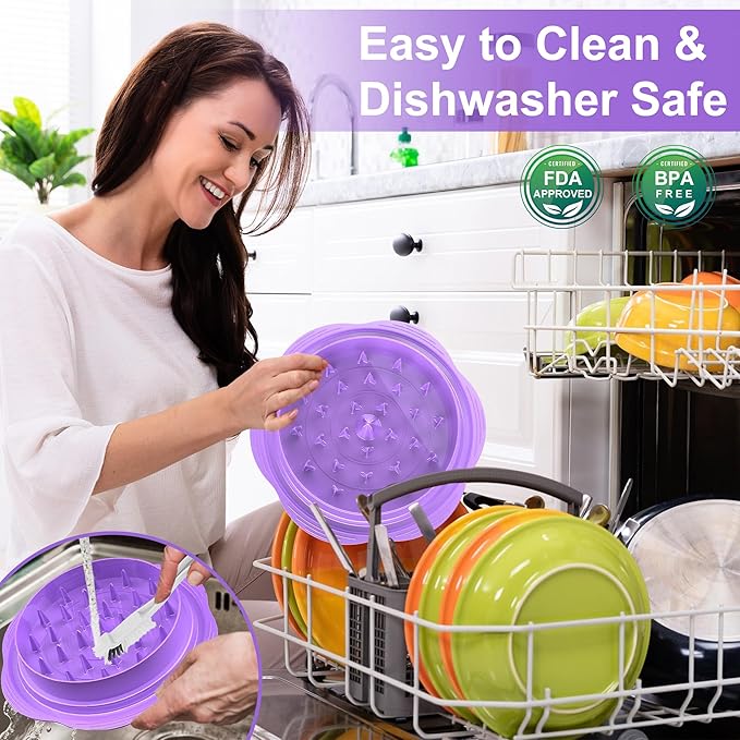 SURETIVIAN Chicken Shredder Large Chicken Breast Shredder Tool Twist with Brush&Fork, Visible Meat Shredder Machine, Anti-Slip Strip, Ergonomic Handle, BPA Free, Suitable for Pork Beef Chicken(Purple)