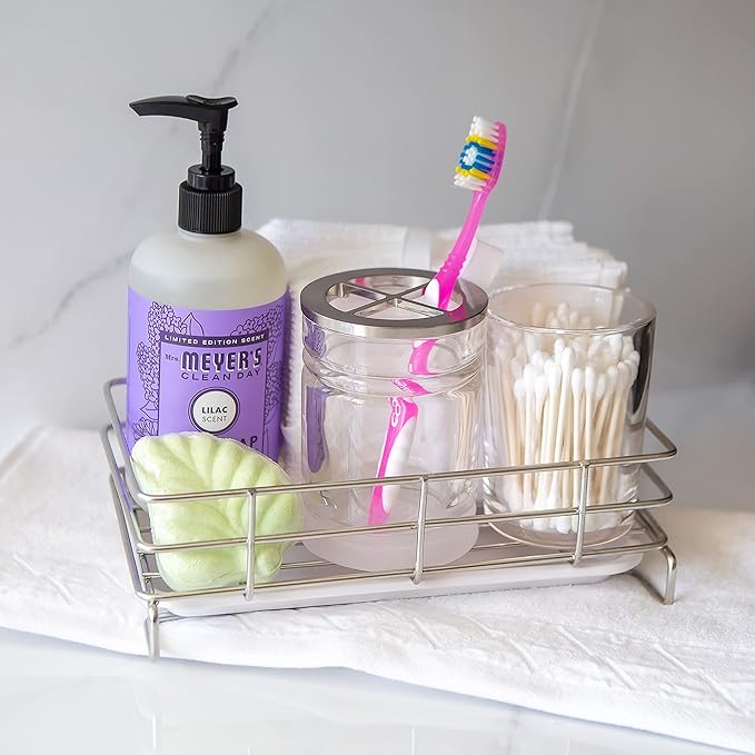 Kitchen Sink Caddy Sponge Soap Holder for Countertop Large Kitchen Soap Tray Sink Organizer
