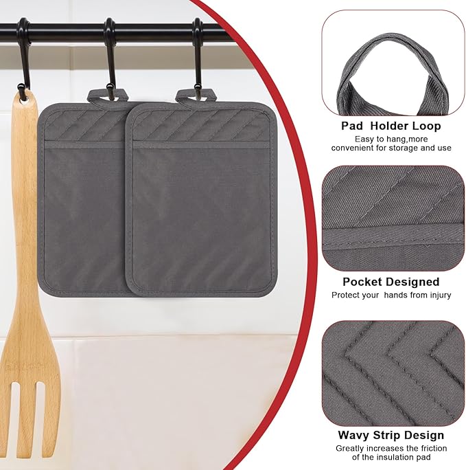 Zhehao 15 Pcs Cotton Pocket Pot Holders for Kitchen Heat Resistant Cotton Hot Pads Kitchen Multipurpose Potholders Bulk for Baking Cooking(Multi Colors)