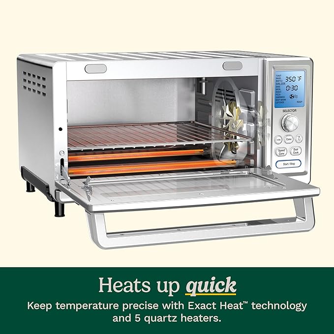 Cuisinart Chef’s Convection Toaster Oven, 1800-Watt Electric Oven with 15 Cooking Functions, Fits 13" Pizza, 9"x13" Baking Pan, and Full-Size Chicken, Nonstick Interior, TOB-260N1NAS, Stainless Steel