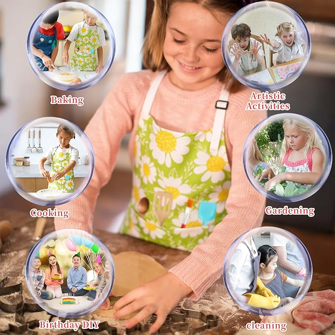 Kids Chef Hat and Apron, Adjustable Kids Aprons with Pocket Girls Boys Kitchen Toddler Aprons for Cooking Baking