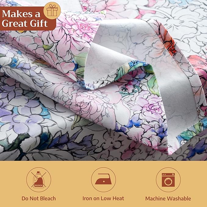 Maison d' Hermine Cloth Napkins Set of 4 100% Cotton Everyday Reusable Square Napkins Cloth Washable Dinner Party Wedding Restaurant Gifts for Mothers Day Spring/Summer (Floral Love, 20" x 20")