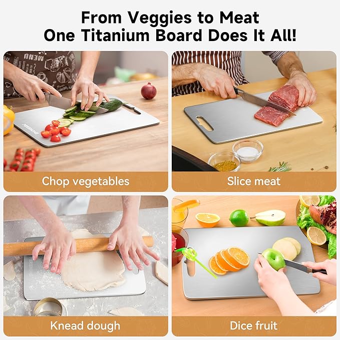 Titanium Cutting Board for Kitchen Set of 3, Cutting Board Double Sided Food Grade, 2026 Upgrade Chopping Boards with Handle for Meats, Fruits, Vegetables, Dishwasher Safe, Ideas Gifts for Mothers Day