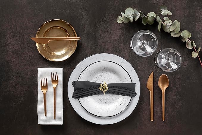 ACCENTHOME Grey Cloth Napkins Set of 6 18x18 inch Cotton Dinner Napkins - Washable Soft Premium Hotel Quality Reusable Napkins Perfect Table Napkins for Family Dinners, Weddings & Everyday Use