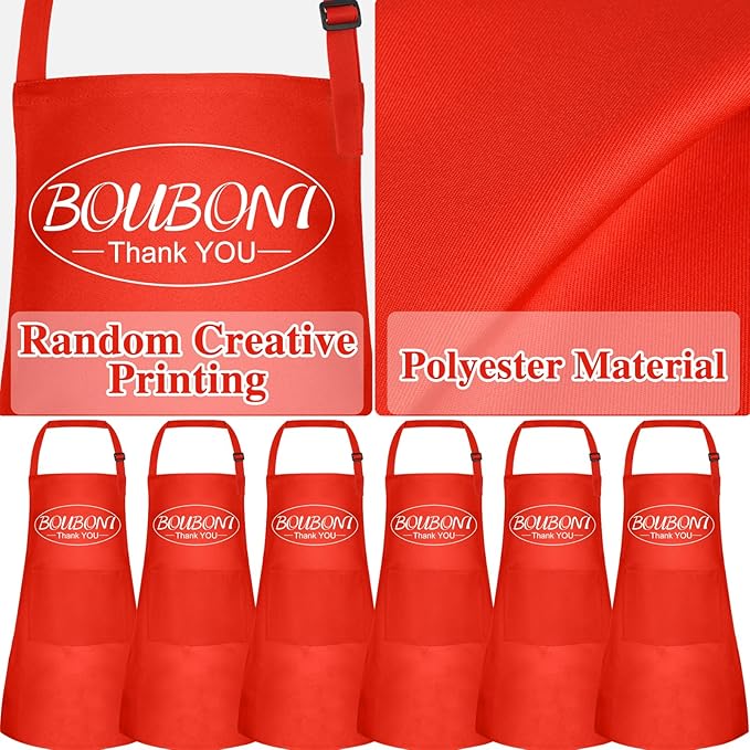 6 Pack Kids Apron bulk with 2 Pockets Adjustable Chef Art Apron Kids Painting Aprons for Cooking Baking Painting Crafting Grilling Activity（Red）