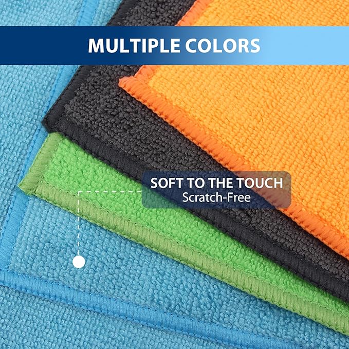 Tricol Clean 12 Pack Microfiber Cleaning Cloth 11.8x11.8inch - Streak-Free, Reusable Wipes for Glass, Kitchen, Car, Dusting - Absorbent & Lint-Free (Mixed 4 Colors 03, 11.8 x 11.8 in)