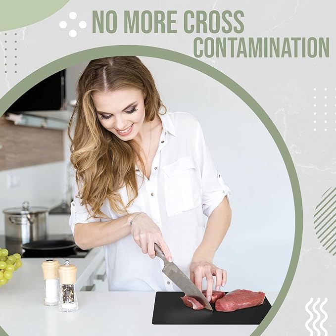 Crown Display Disposable Cutting Boards for Kitchen 50 Count Black Cutting Board 10 Inch X 13.5 Inch Flexible Cutting Boards For Kitchen ~ Patent Pending ~ Recyclable Disposable Cutting Board Sheets