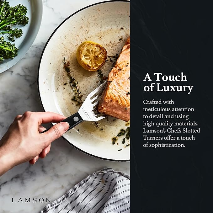 Lamson 3" x 6" Chef's Slotted Turner with Ultra Durable Handle - Left Hand