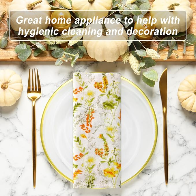 Kinlop 24 Pcs Spring Easter Lunchbox Cloth Napkins Bulk Reusable 2 Ply 8" x 8" Floral Style Flannel Wipes Washable Soft Cotton Sturdy Absorbent Cloth Placemats for Dining Home Party