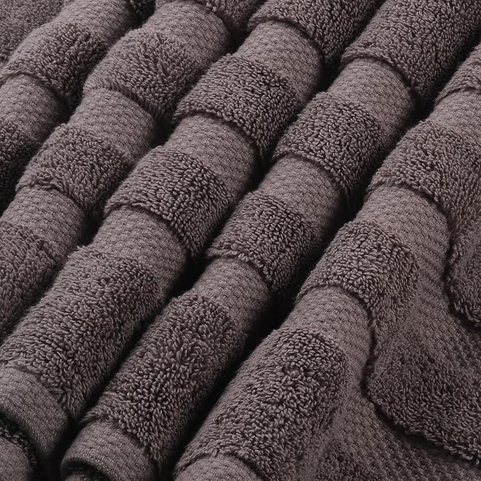 SOFE H&L | Olea Luxury Turkish Cotton Bath Towels Set of 4 : 4 Wash Cloths - Dark Gray | Premium, Soft, Durable, Absorbent | Turkish Washcloths for Face