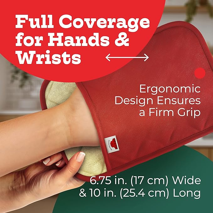 Big Red House - Silicone Pot Holders - Set of 2 Red - 10x3 - Heat Resistant to 536 F / 280 C Kitchen Protectors Hot Pans Baking Professional Grade Cooking Mitts