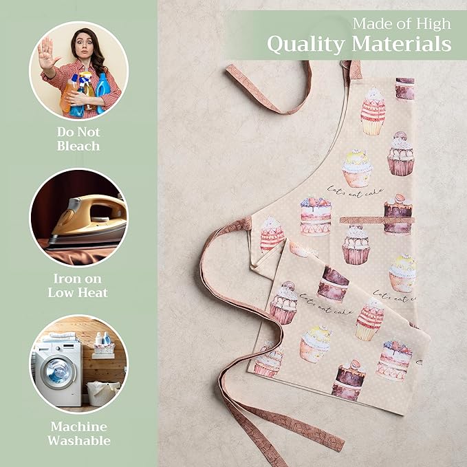 Maison d' Hermine 100% Cotton Apron for women with Pocket Kitchen Chef Apron for Men Cooking Mothers Day Gifts