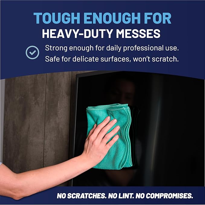 Microfiber Wholesale MW Pro 16x16 Microfiber Wash Cloths - Absorbent Kitchen Dish Rags & Counter Wipes - Heavy Duty Scrubbing Towels for Restaurants & Food Prep (Green, 12-Pack)