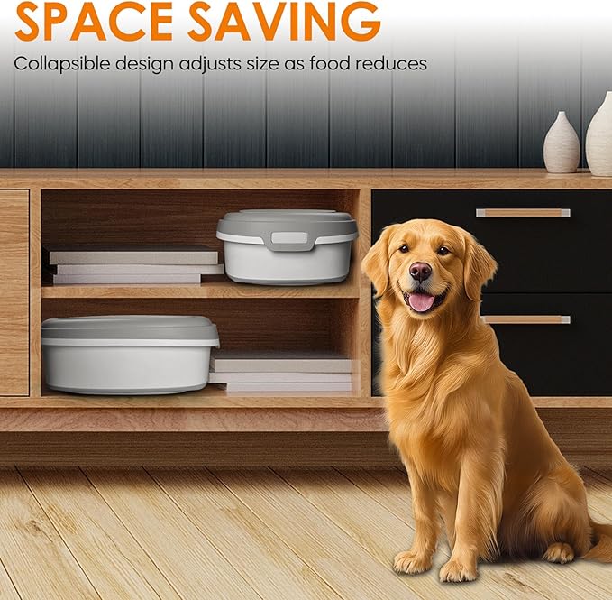 HOYTAMDAR 28-30Lbs Dog Food Storage Container, Collapsible Dog Food Container with Lid,Multifunctional Pet Food Storage Container for Dog,Cat,Rice,Flour,Pet Food Scoop and Small Container