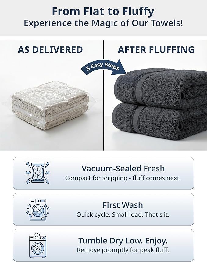 LANE LINEN 100% Cotton 4 Pack Bath Towels Set (28"x54") - Zero Twist, Large Cotton Towels for Bathroom - Quick Dry, Soft & Absorbent Bath Towel Set - Remains Soft After Multiple Washes - Cool Grey