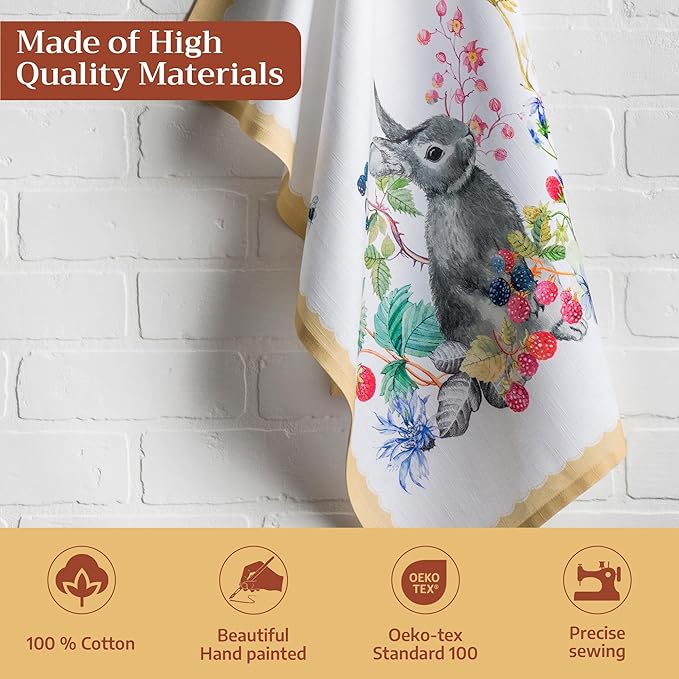 Maison d' Hermine Kitchen Towels Set of 3 100% Cotton 27.50" x 20" Reusable Cloth Tea Dish Towels Absorbent with Hanging Loop for Kitchen Gifts for Mothers Day Spring/Summer (Printemps)