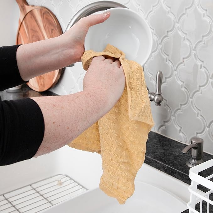 Ritz Royale Collection 100% Combed Terry Cotton, Highly Absorbent, Kitchen Dish Cloth Set, 13-3/4" x 12", 3-Pack, Solid, Straw