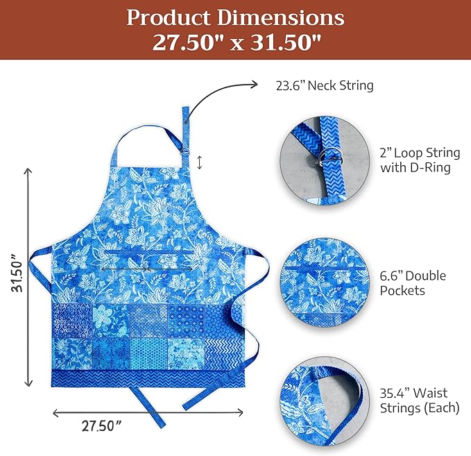 Maison d' Hermine 100% Cotton Apron for women with Pocket Kitchen Chef Apron for Men Cooking Mothers Day Gifts