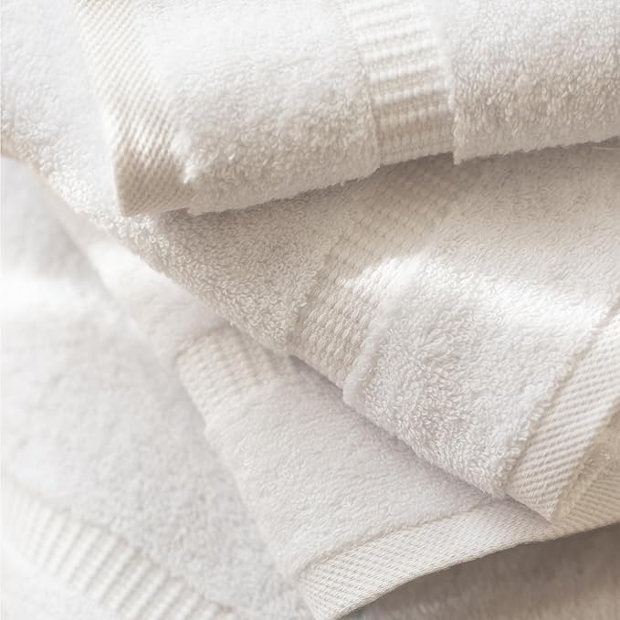 SALBAKOS 12-Piece 100% Turkish Cotton Wash Cloths for Bathroom & Face - Soft 13x13 in Small Towels for Body & Kitchen - Thick, Absorbent Multi-Use Oeko-TEX Certified Washcloths (White, 12 Washcloths)
