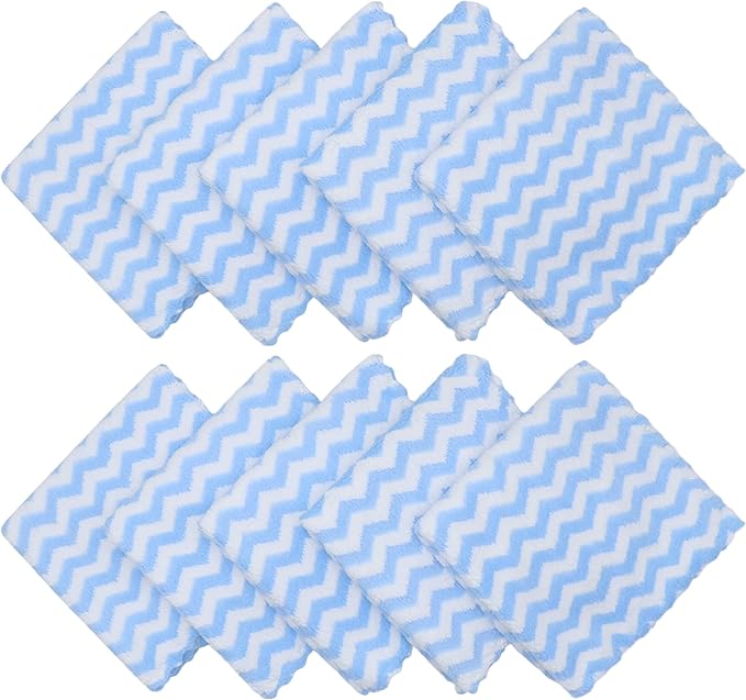 Microfiber Cleaning Cloth Lint Free Cleaning Rags, 10 Pack Fast Drying Dish Rags for Cleaning, Super Absorbent Kitchen Dish Cloths for Wash Dishes,12 in x 12 in (Blue)