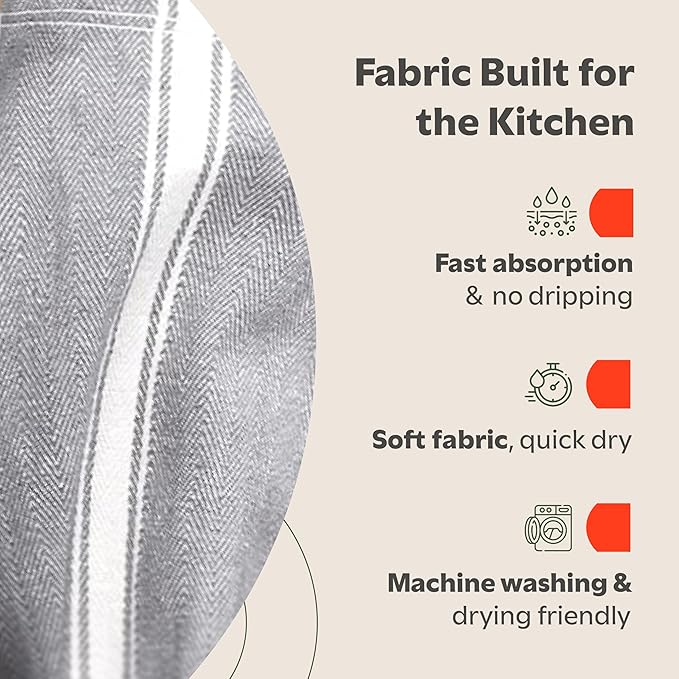 Zeppoli Classic Kitchen Towels - 15 Pack 100% Natural Cotton Towel Set, Reusable Wash Cloths, Absorbent Dish Towels, Machine Washable Hand Towels, Kitchen Essentials - 14” by 25” - Black