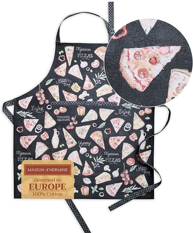 Maison d' Hermine 100% Cotton Apron for women with Pocket Kitchen Chef Apron for Men Cooking Mothers Day Gifts