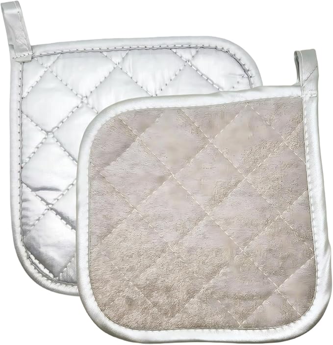 2pcs Cotton Heat Resistant Mat Pads for Baking Cooking Oven 6.7in Basic Square Pot Holder Multipurpose Quilted Liner Little Trivet Cloth Potholder for Kitchen Warming Buffets Party (Grey)