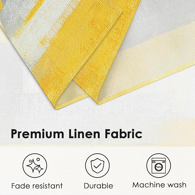 Emvency Farmhouse Placemats Set of 4, 12x18 Inch Modern Grey White and Yellow Art Painting Table Mats for Outdoor Home Party Kitchen Dining Decoration