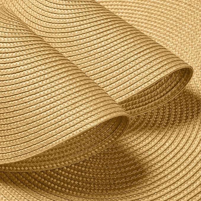 FunWheat Round Braided Placemats Set of 6 Table Mats for Dining Tables Woven Washable Non-Slip Place mats 15 Inch(Pumpkin Yellow, 6pcs