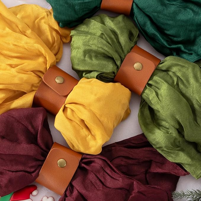 DeZerlor 20 Pack Fall Cheesecloth Napkins Washable Christmas Cloth Napkins Set of 20 Cotton Dinner Table Napkins Bulk 21x21 Inches for Thanksgiving Xmas Wedding Bridal Baby Shower Party Decor