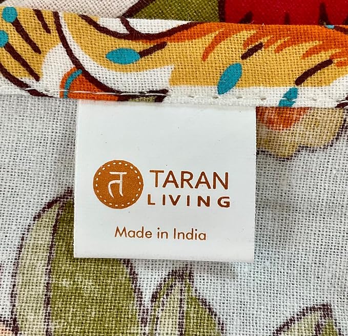 TARAN LIVING Cotton Cloth Napkins Natural Reusable Fall Dinner Napkins Reusable Machine Washable Fabric for Events, Gift, Home Decor - Kaveri, 20x20 Inches (Pack of 12)