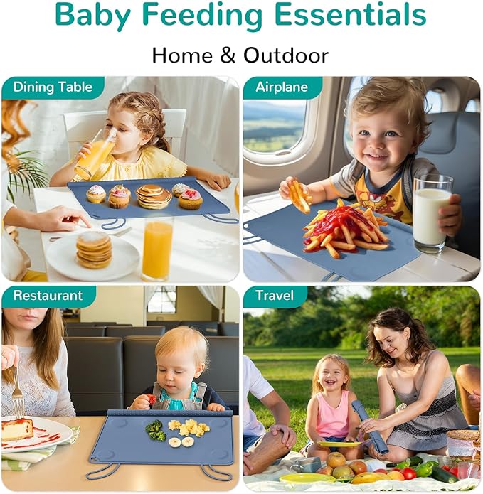 Silicone Placemat for Baby Self-Eating: Dishwasher Safe & Non-Slip for Dining Table - Table Mat for Baby 8-18 Months