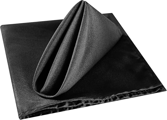 Cloth Napkins 17x17 inch Washable Polyester Dinner Napkins Soft Table Napkins for Wedding Party Dining Banquet(Black,50PCS)