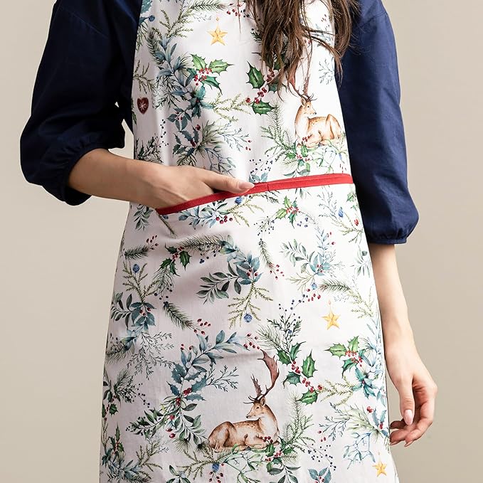 Maison d' Hermine 100% Cotton Apron for women with Pocket Kitchen Chef Apron for Men Cooking Mothers Day Gifts